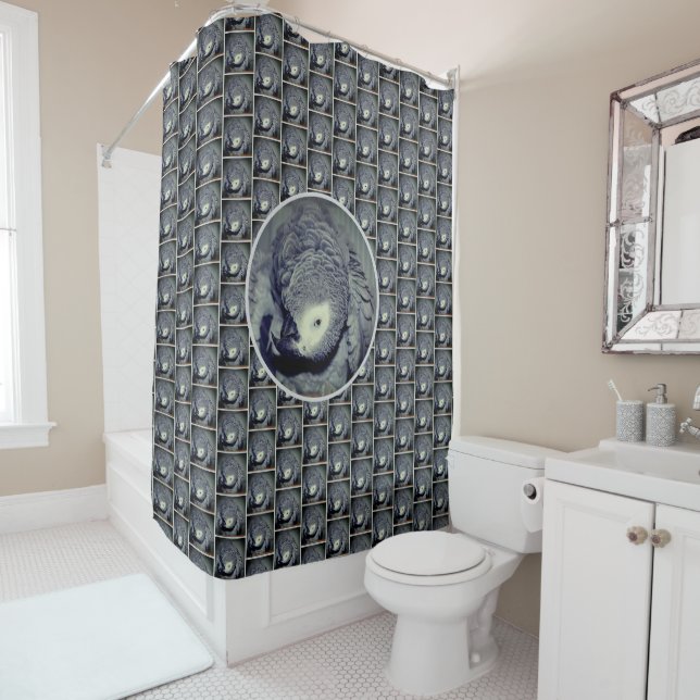 Rideaux De Douche Beau perroquet gris africain (En situation)