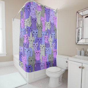 Rideaux De Douche Beaucoup de chats violets conception