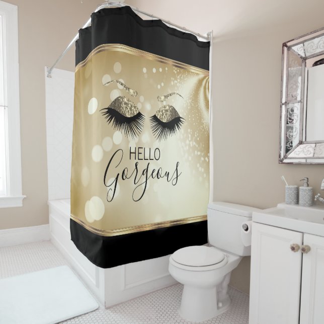 Rideaux De Douche Beaux cils - Or - Bonjour Gorgeous (En situation)
