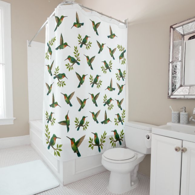 Rideaux De Douche Beaux colibris (En situation)