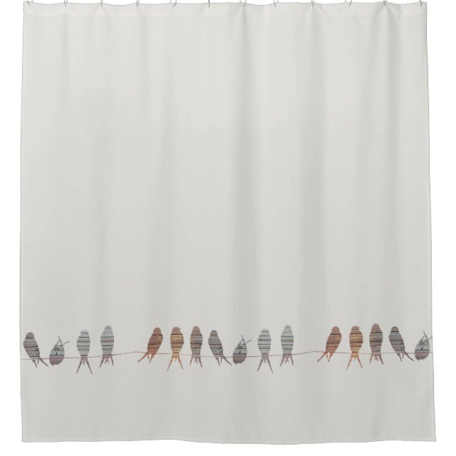Rideaux De Douche Beaux oiseaux modernes simples sur un fil (Devant)