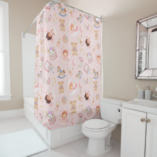 Rideaux De Douche Bébé Fille Lune Star Ours Jouets Arrière - plan ro