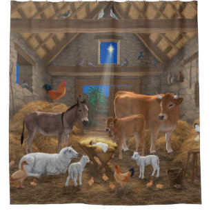 Rideaux De Douche Bébé Jésus Manger Nativité de Noël