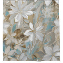 Beige Brown Bleu Floral Turquoise
