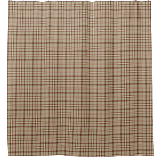 Rideaux De Douche Beige Burgundy Plaid Shower Curtain (Devant)