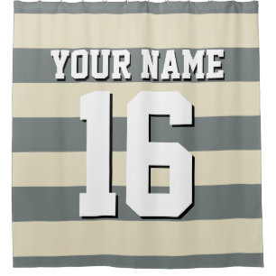 Rideaux De Douche Beige Charcoal Sports Jersey Preppy Stripe
