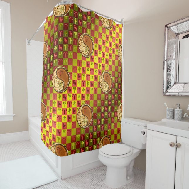 Rideaux De Douche Bélier & Singe de Bois (En situation)