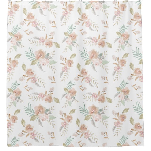 Rideaux De Douche belle et romantique aquarelle fleurs (Devant)