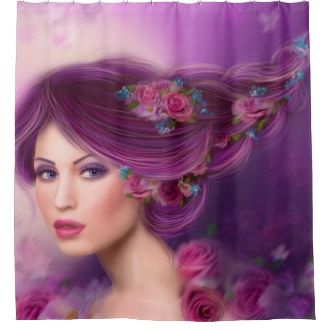 Rideaux De Douche belle fée d'Imaginaire aux fleurs violettes (Devant)