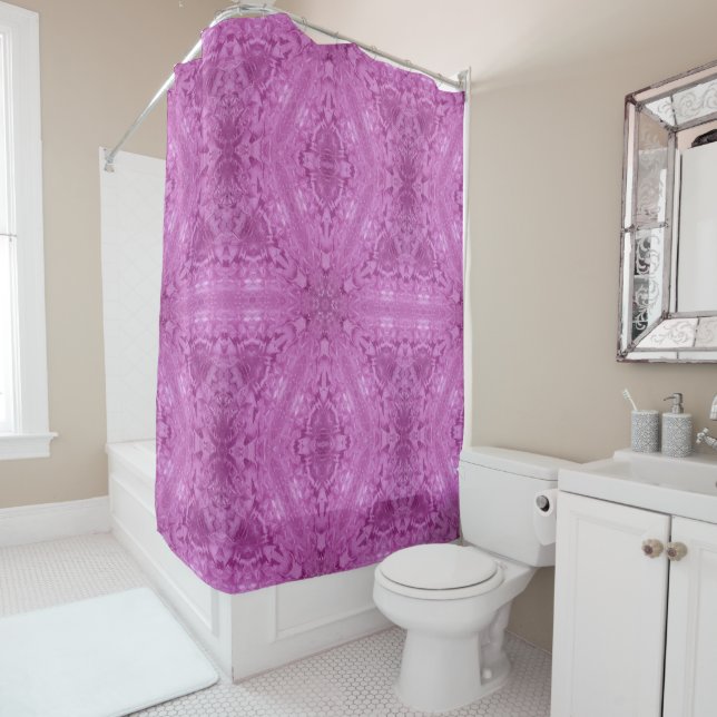 Rideaux De Douche Belle fille rose dentelle Motif Kaleidoscope (En situation)