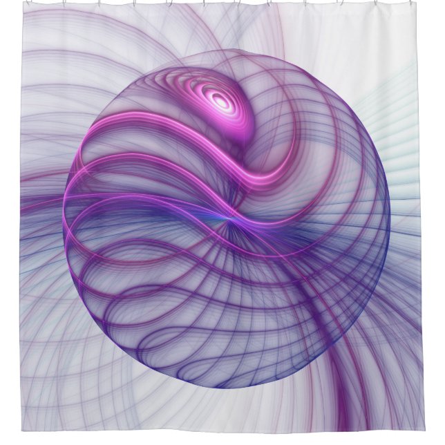 Rideaux De Douche Belle Swing Moderne Art Fractal Abstrait Rose (Devant)