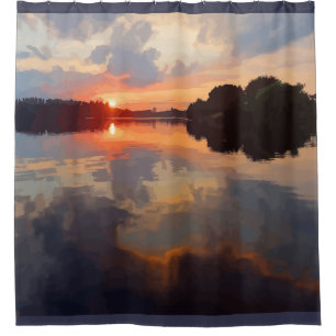 Rideaux De Douche Belle Vue Lac Paysage Paysage Art