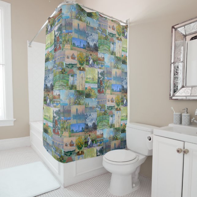 Rideaux De Douche Belles et élégantes peintures Claude Monet (En situation)