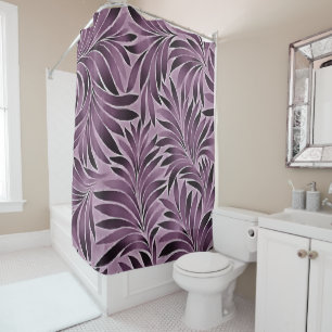 Rideaux De Douche Belles feuilles en violet aubergine
