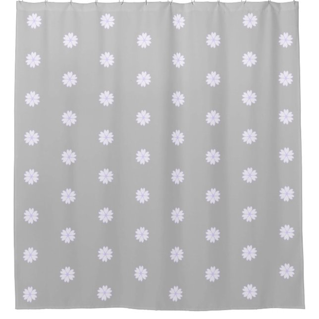 Rideaux De Douche Belles fleurs de coeur sur gris (Devant)