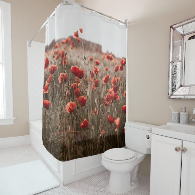 Rideaux De Douche belles fleurs de coquelicot (En situation)