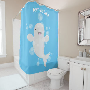 Rideaux De Douche Béluga mignon bulles dessin de dessin animé