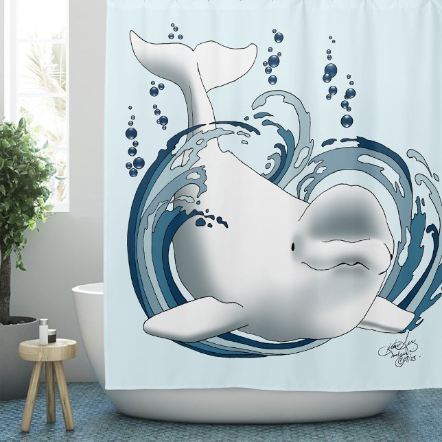 Rideaux De Douche Beluga Whale Blue (Créateur téléchargé)