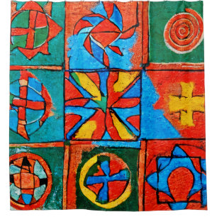 Rideaux De Douche Berbères Amazigh motifs, signes et symboles abstra