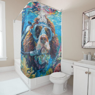 Rideaux De Douche Bernedoodle plongée en scaphandre sous l'eau