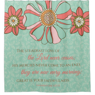 Rideaux De Douche Bible Verse Aqua et rose Retro Floral