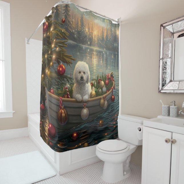 Rideaux De Douche Bichon Frise Noël Festive Voyage (En situation)