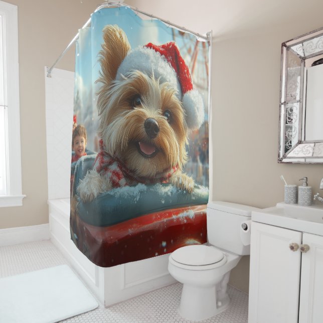 Rideaux De Douche Biewer Terrier Dog Roller Dessous de verre Noël (En situation)