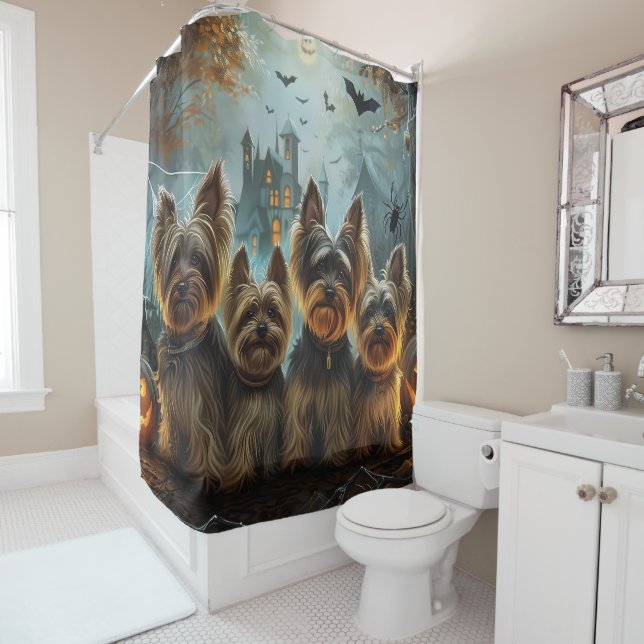 Rideaux De Douche Biewer Terrier Halloween Night Doggy Délice (En situation)
