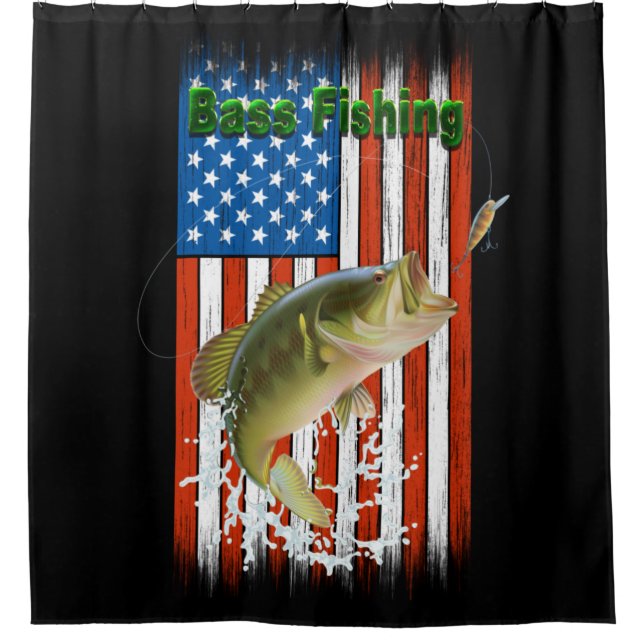 Rideaux De Douche Big Mouth Basse Pêche USA (Devant)
