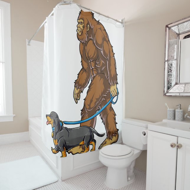 Rideaux De Douche Bigfoot Dog Walk Dachshund T Sasquatch Kids Men W (En situation)