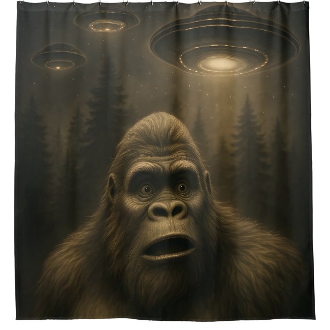 Rideaux De Douche Bigfoot Sasquatch Alien UFO Funny (Devant)