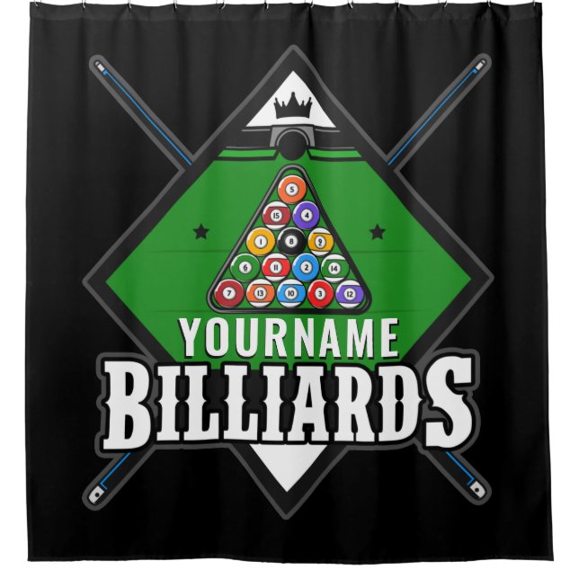 Rideaux De Douche Billard personnalisé NOM Cue Rack Pool Room (Devant)