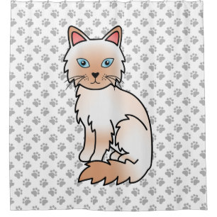 Rideaux De Douche Birman / Ragdoll Point Rouge Chat & Pattes