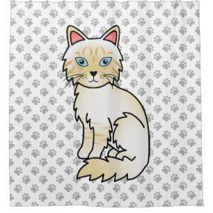 Rideaux De Douche Birman / Ragdoll Tabby crème au museau et aux patt