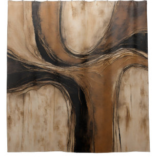 Rideaux De Douche Black Gold Beige Abstrait Floral