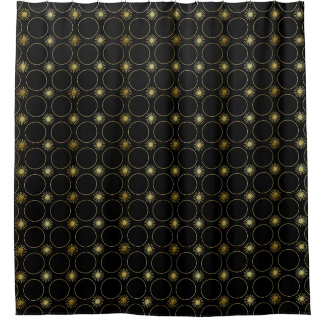 Rideaux De Douche Black Gold Déco Abstrait Motif géométrique Luxe (Devant)