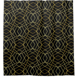 Rideaux De Douche Black Gold Déco Abstrait Motif géométrique Luxe
