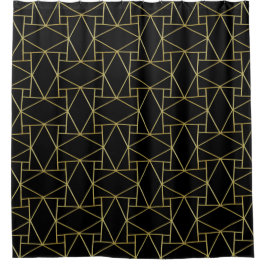Rideaux De Douche Black Gold Déco Abstrait Motif géométrique Luxe