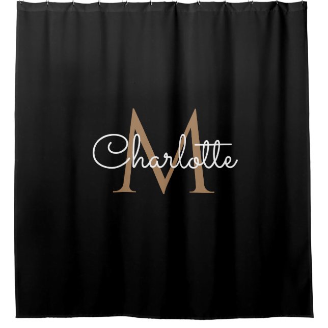 Rideaux De Douche Black Gold Monogram Elegant (Devant)