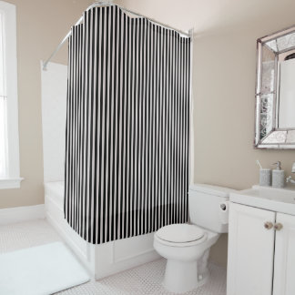 Rideaux De Douche Black Striped Bathroom Shower Curtain