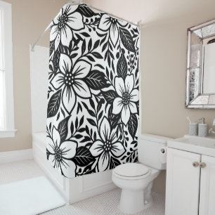 Rideaux De Douche Black & White Bold Floral moderne