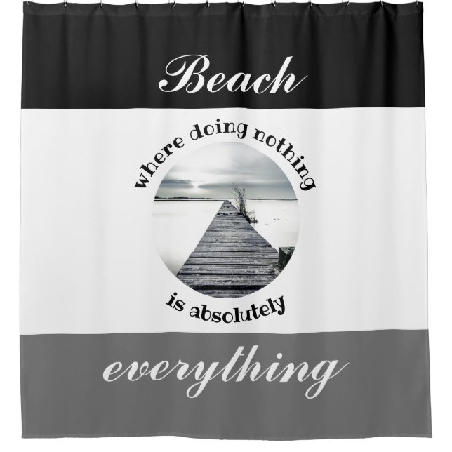 Rideaux De Douche Black White Grey Beach est tout (Devant)