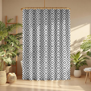 Rideaux De Douche Black & White Modern Geometric Seamless Pattern