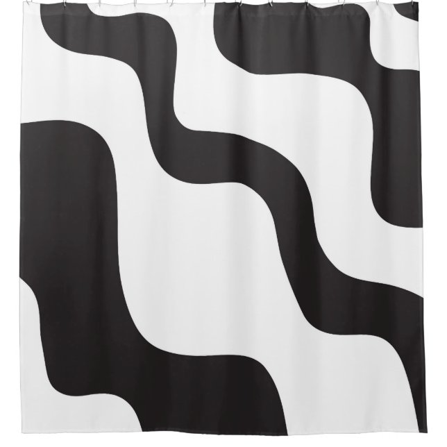 Rideaux De Douche Black & White Wave Abstrait Art moderne chic (Devant)