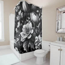 Blanc Noir Moderne Vintage Botanique Floral