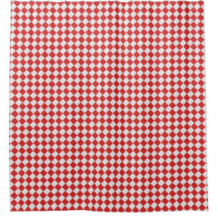 Rideaux De Douche Blanc rouge Checkered tissé graphique de la