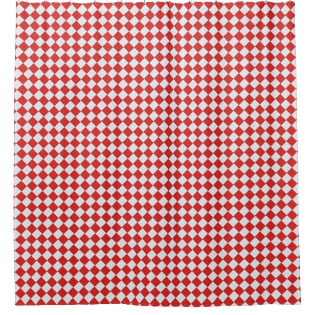 Rideaux De Douche Blanc rouge Checkered tissé graphique de la (Devant)