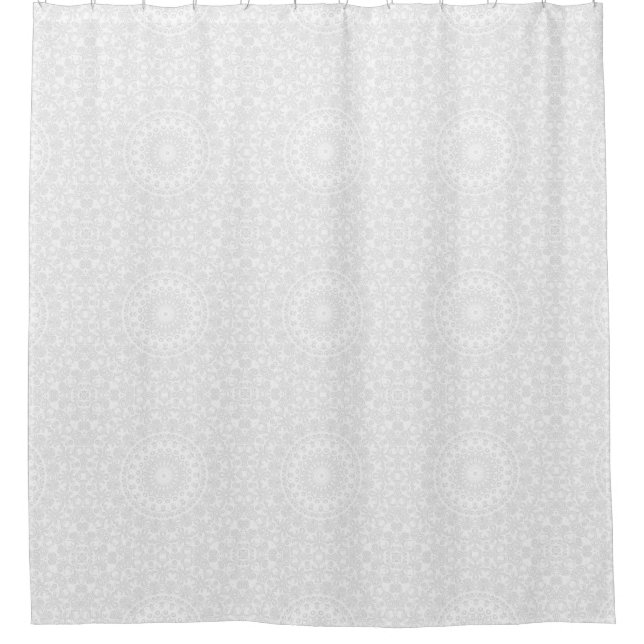 Rideaux De Douche Blanc sur blanc minimal Motif Mandala (Devant)