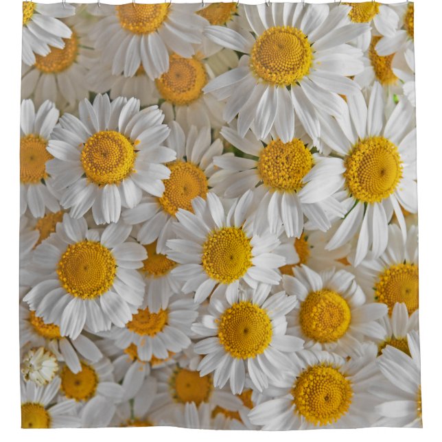 Rideaux De Douche Blancs : Beau Arrière - plan Floral (Devant)