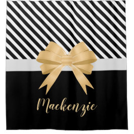 Rideaux De Douche Blancs noirs Goldem Bow